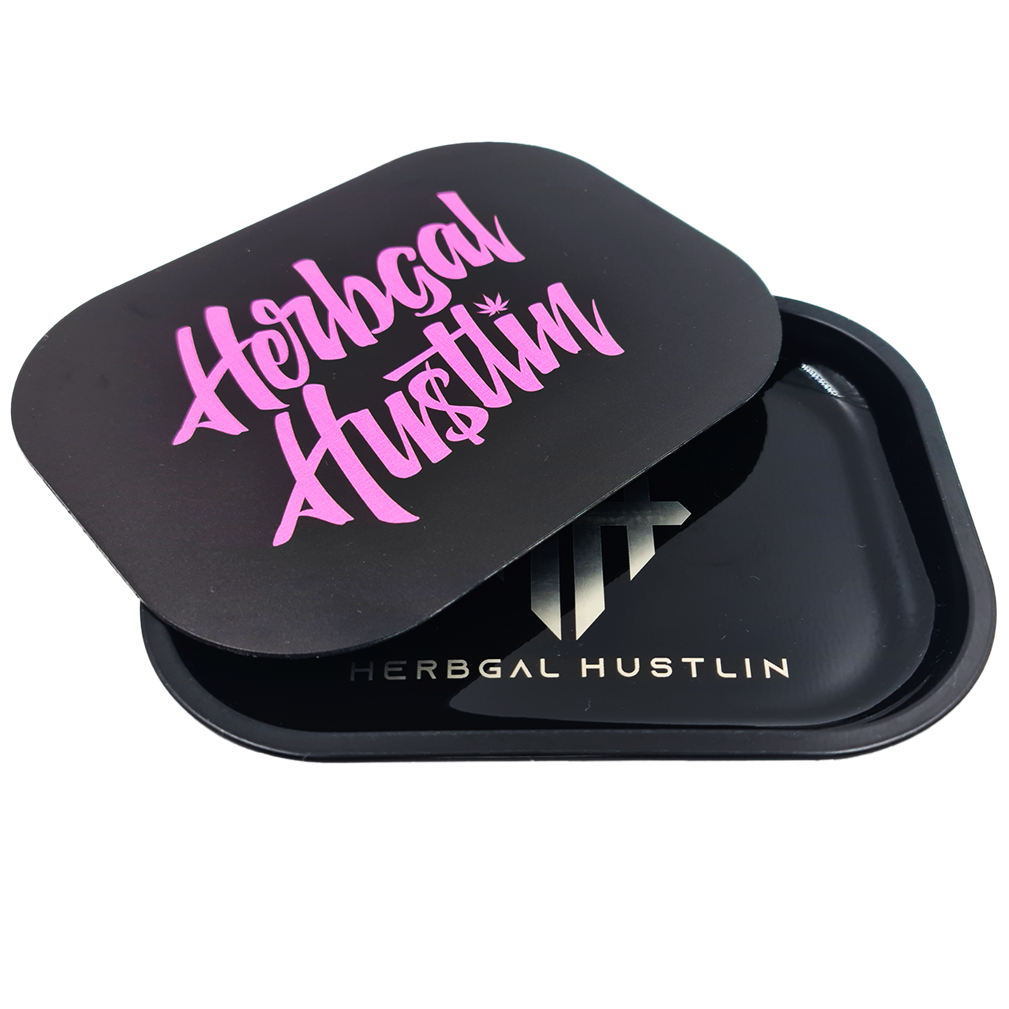 Herbgal Hustlin Script Magnetic Tray - Black/Pink