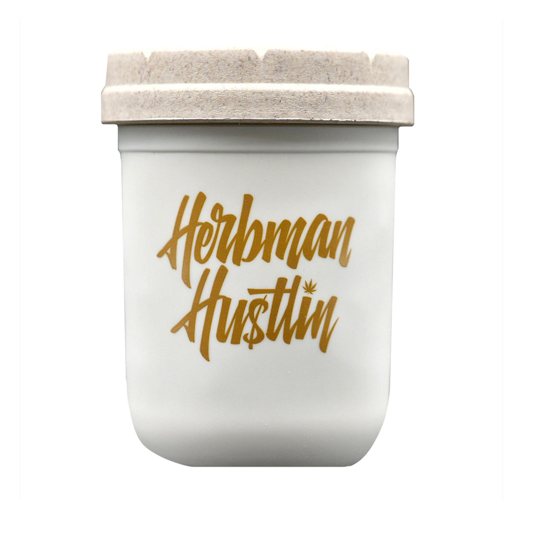 Herbman Hustlin 8oz Re-Stash Jar - White/Gold