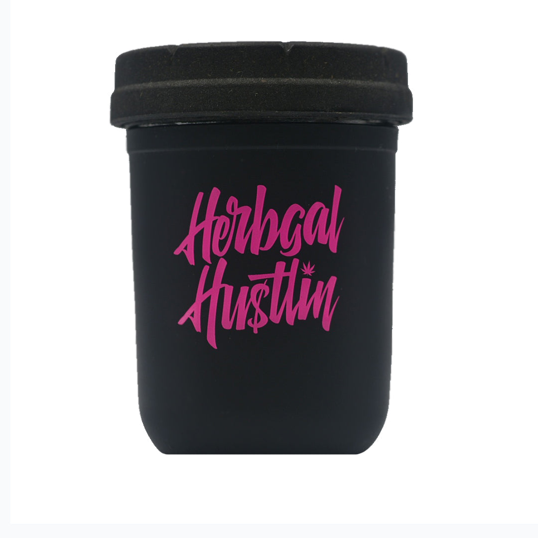 Herbgal Hustlin 8oz Re-Stash Jar - Black/Pink