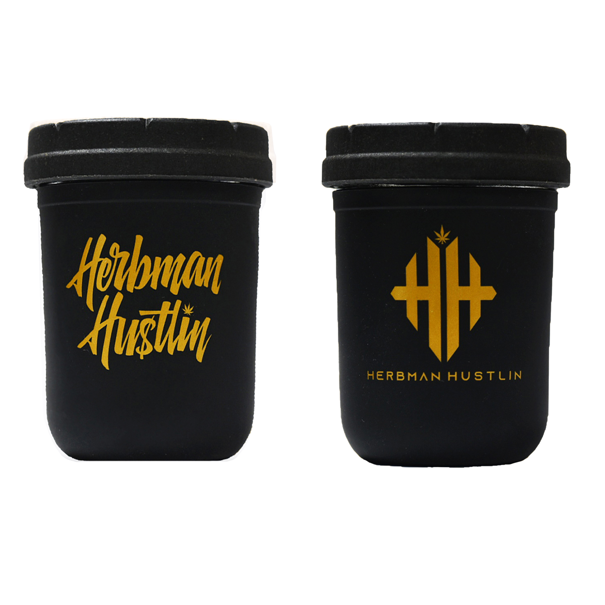 Herbman Hustlin 8oz Re-Stash Jar - Black/Gold